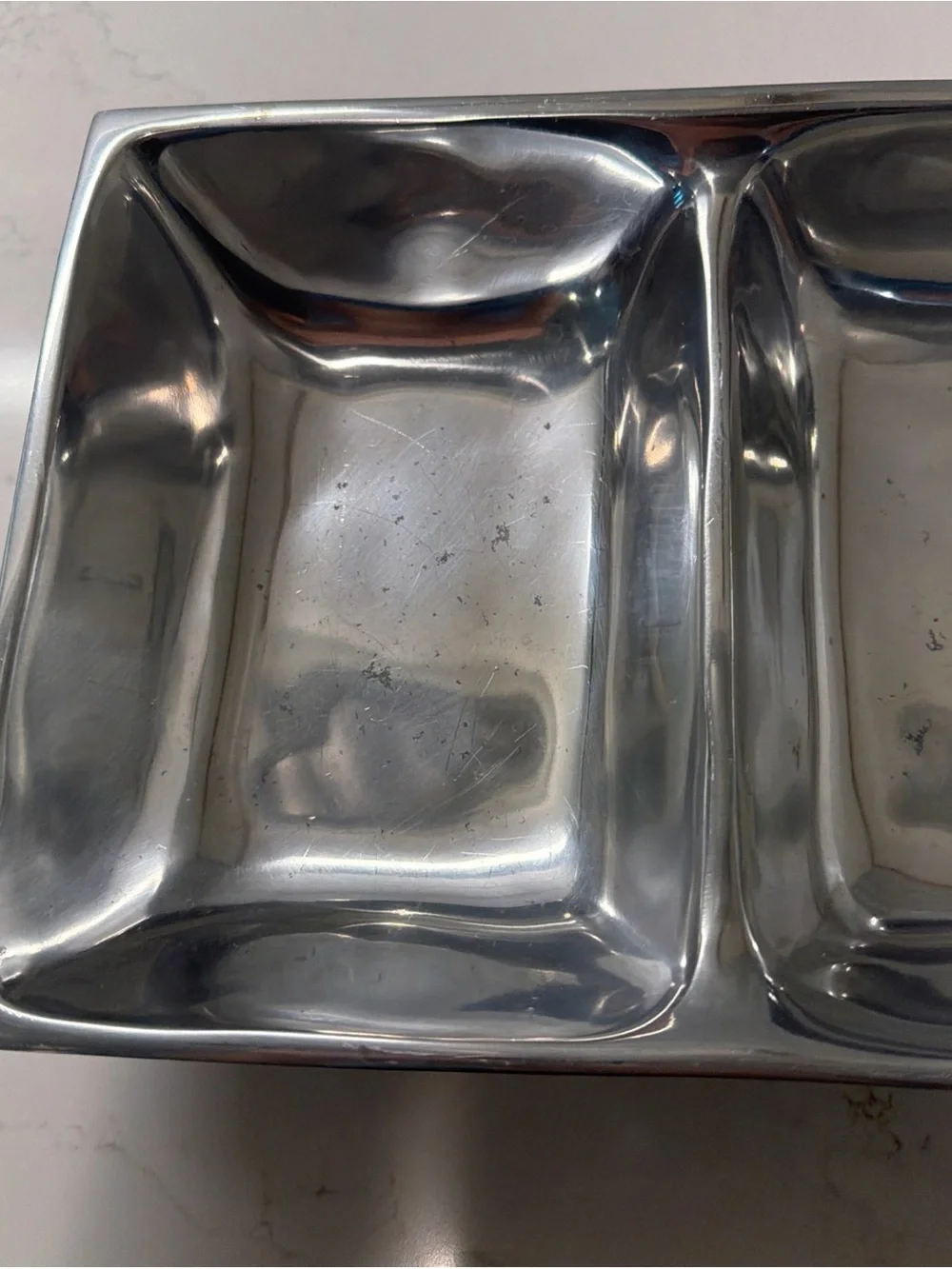 Pottery Barn Metal Divided Serving Tray | 3-Section Appetizer Platter | 16.5”x8”